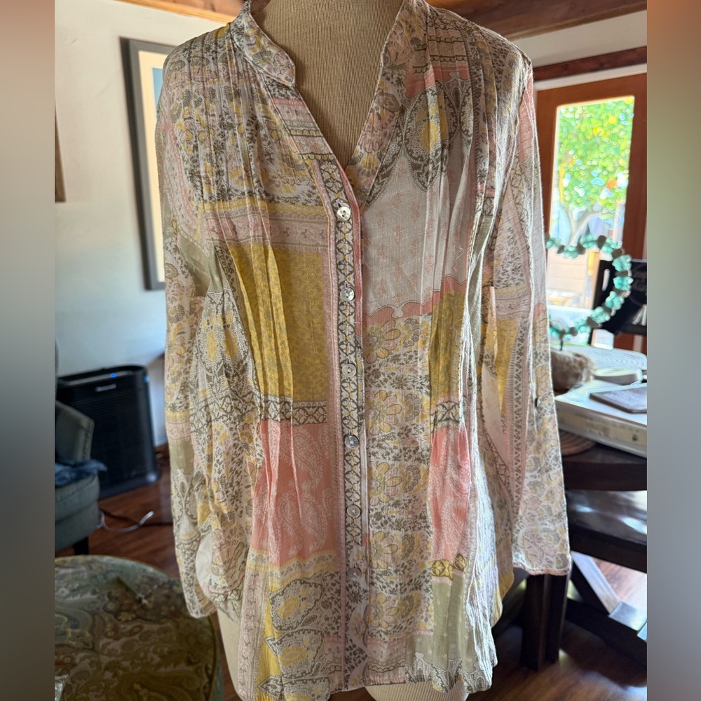 Ruby Rd. Multicolor Patchwork Blouse